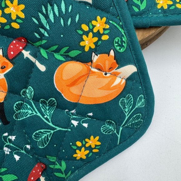 Pot holders heat resistance Fox Print pocket terry cloth lined NWOT - Picture 11 of 13
